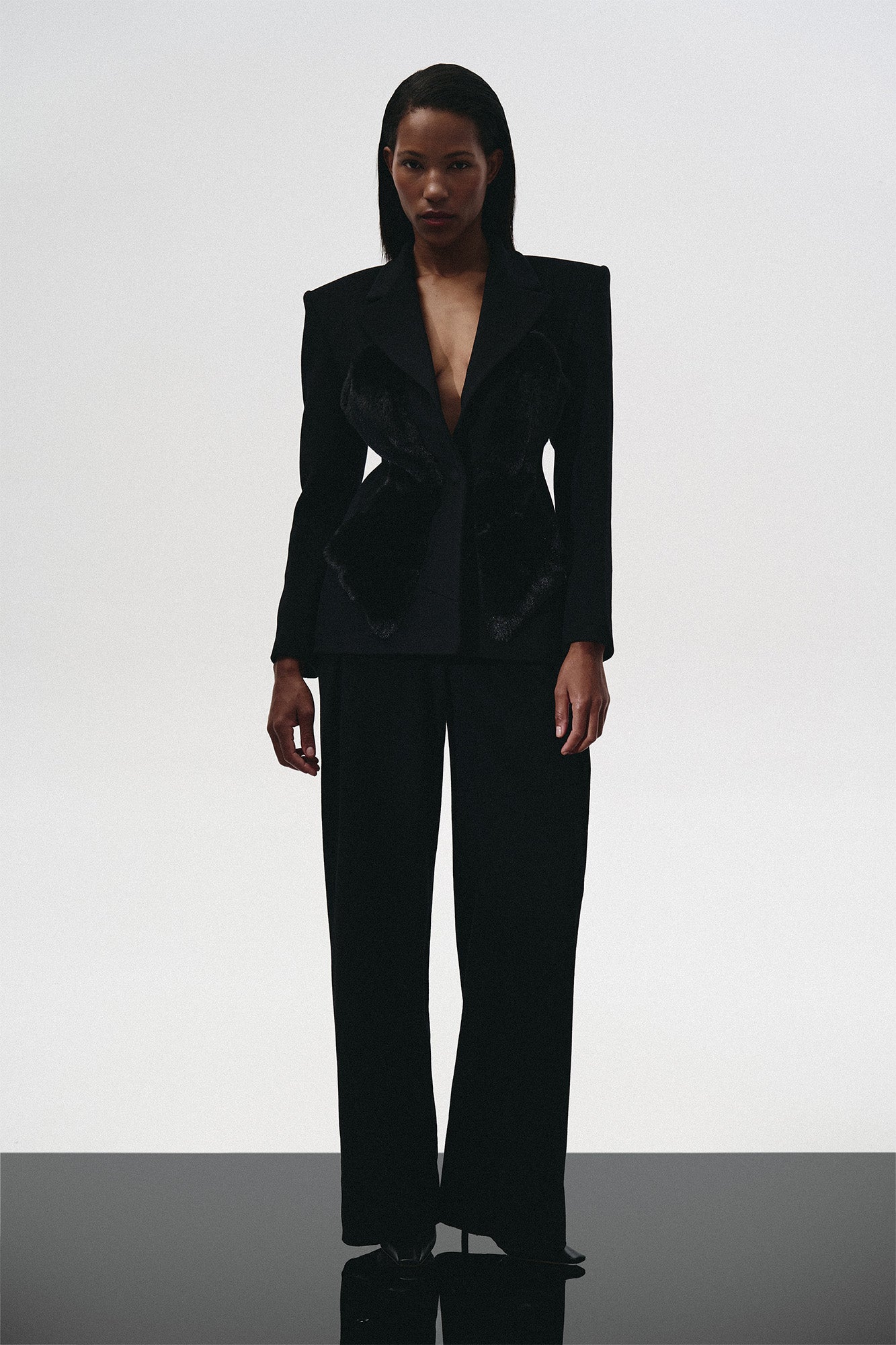 BLAZER WITH FUR CORSET