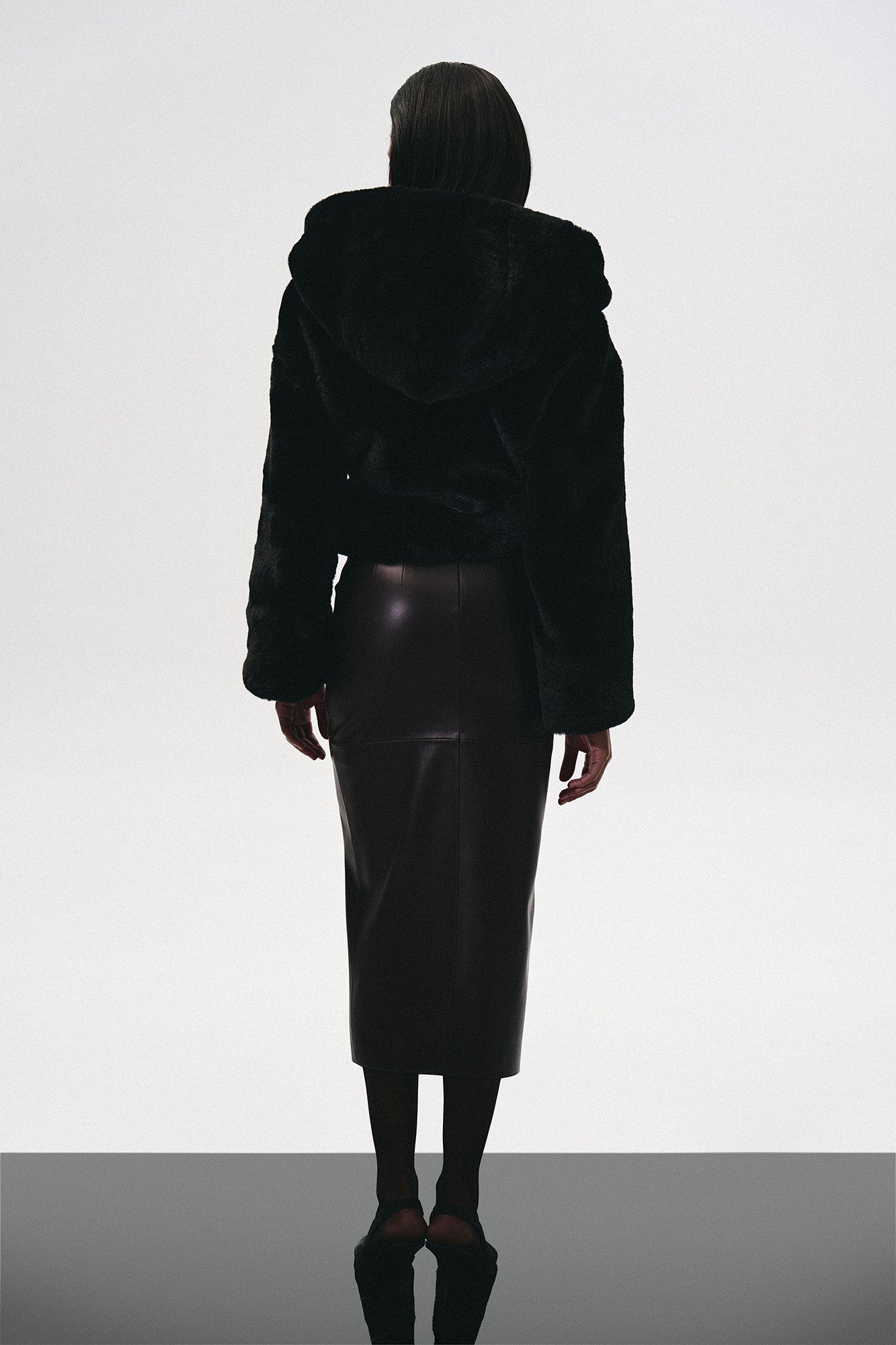 LEATHER MIDI SKIRT