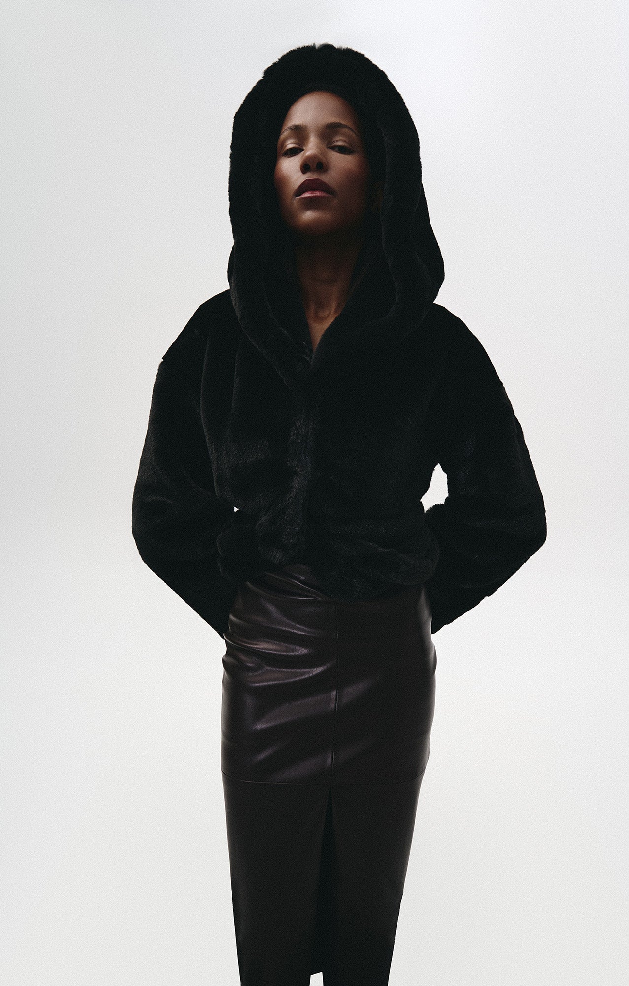 LEATHER MIDI SKIRT