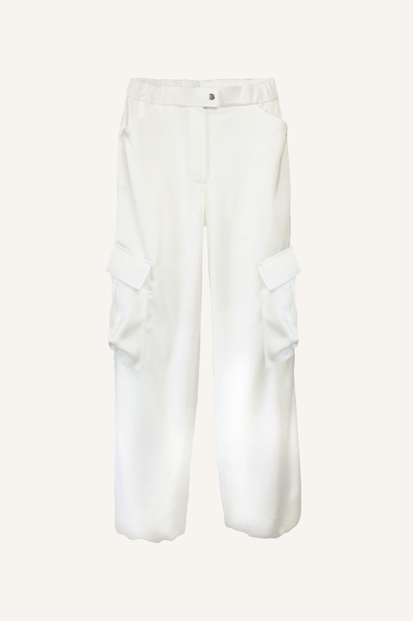SILKY CARGO PANTS WITH SOLDIERLIKE POCKETS
