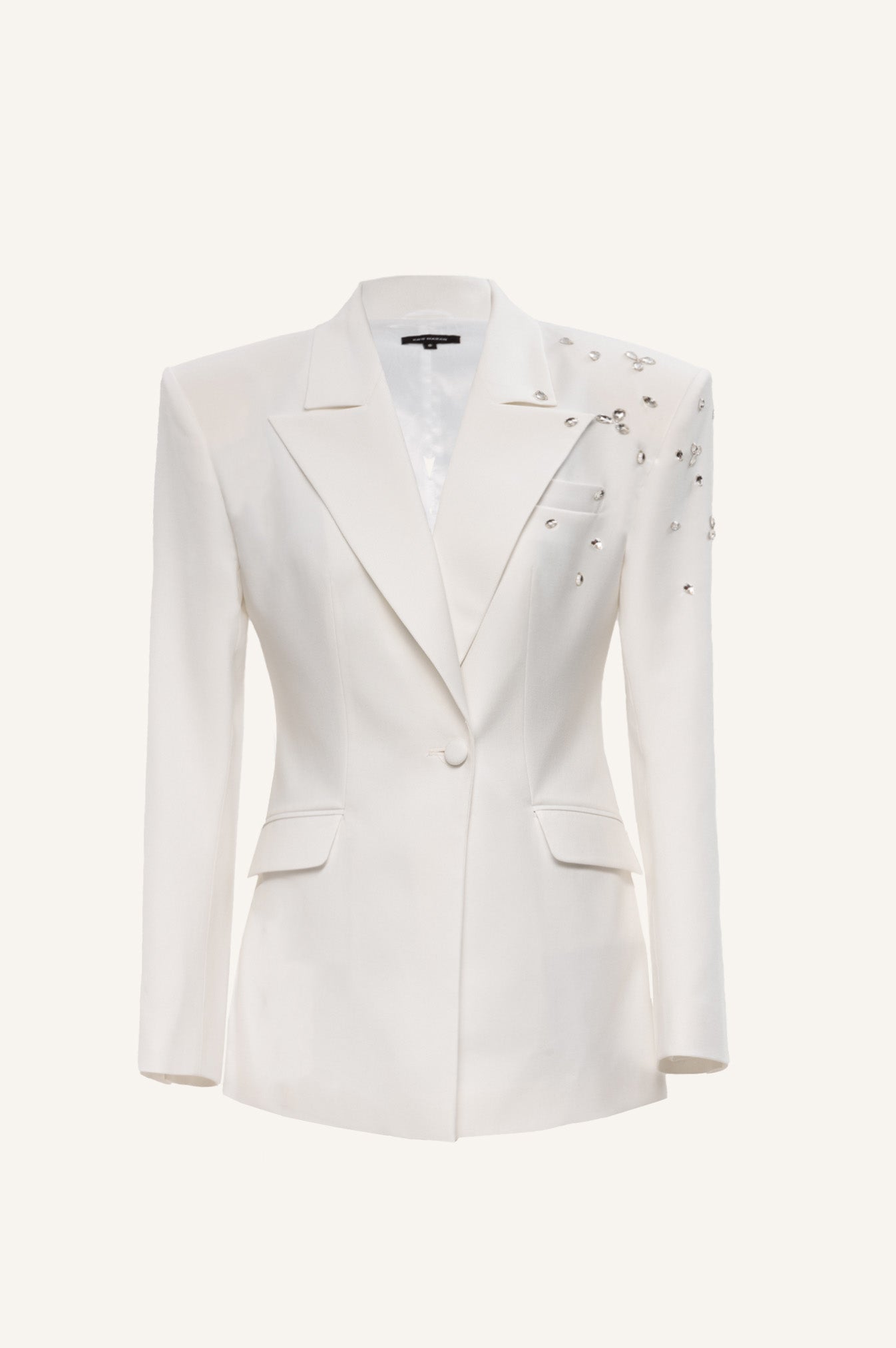 CRYSTAL DECORATED BLAZER IN ECRU