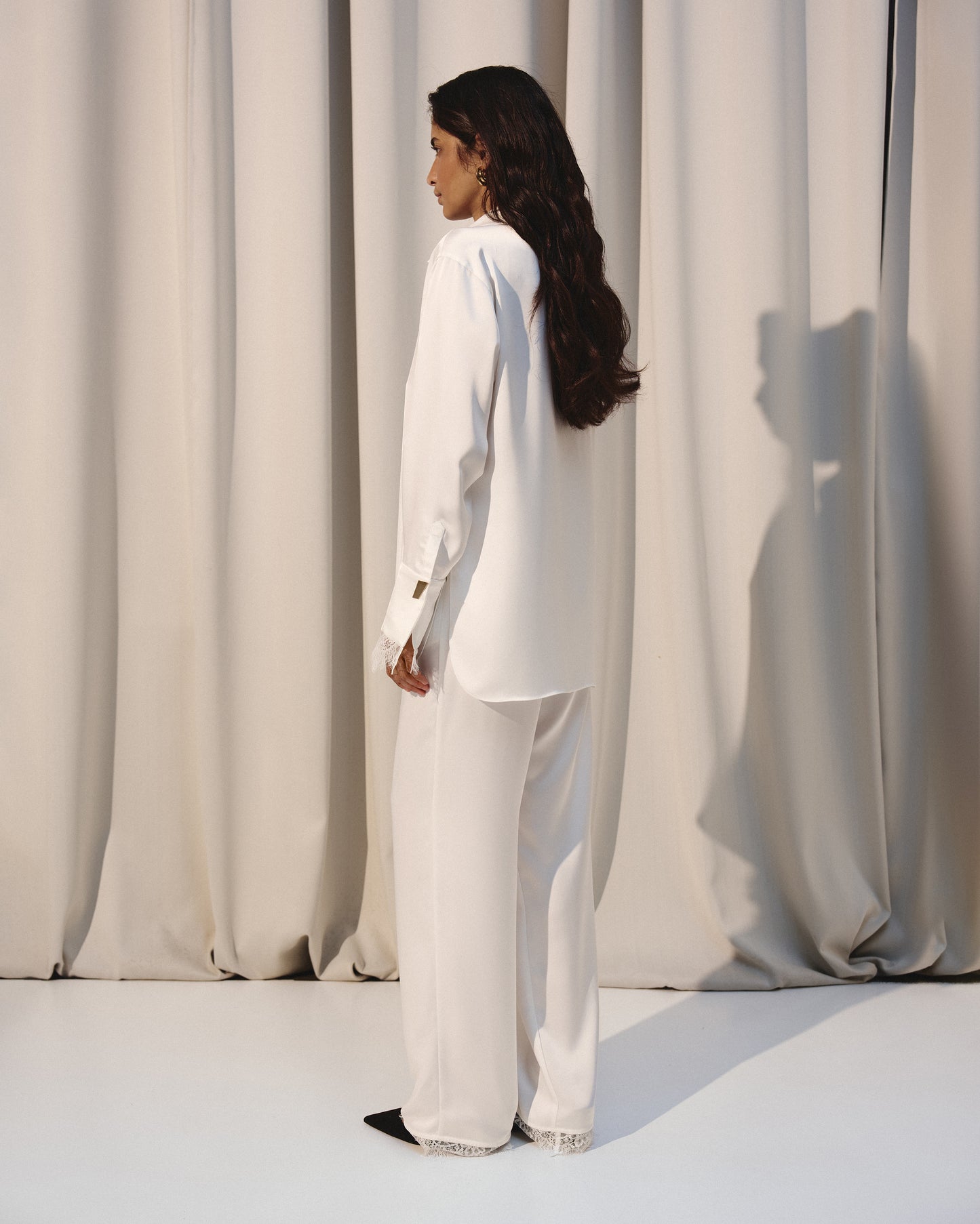 SILKY LOUNGE SHIRT WITH LACE
