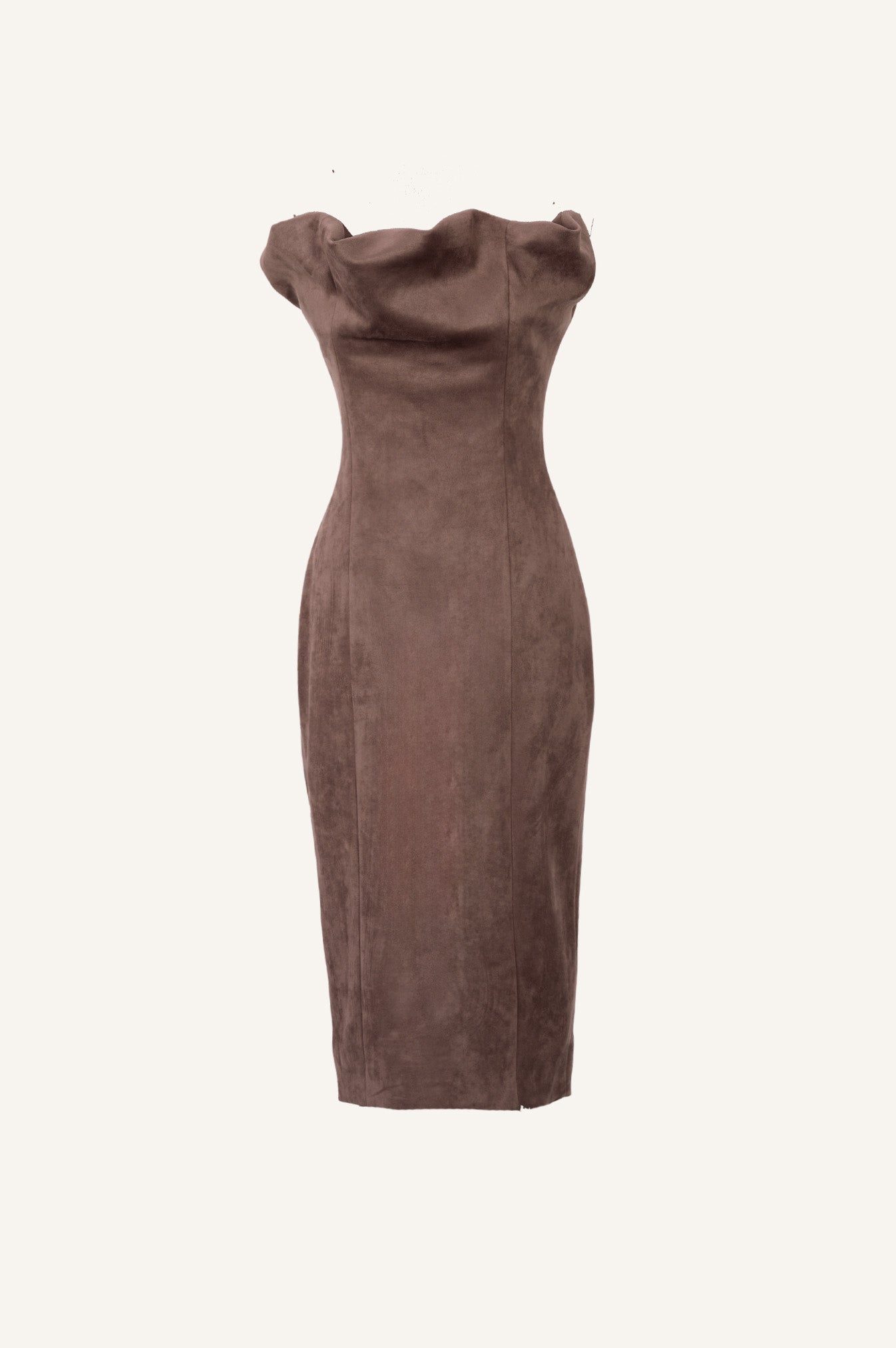 SUEDE DRESS WITH DRAPING