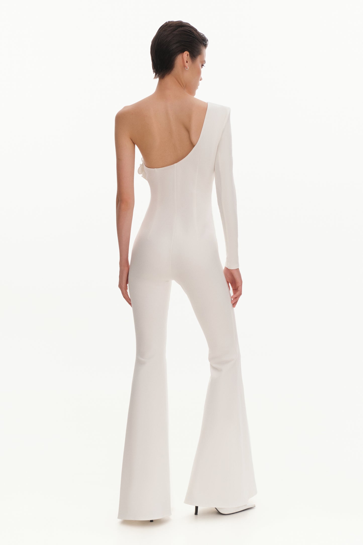 ASSYMETRICAL CATSUIT WITH ROSE APPLIQUÉ
