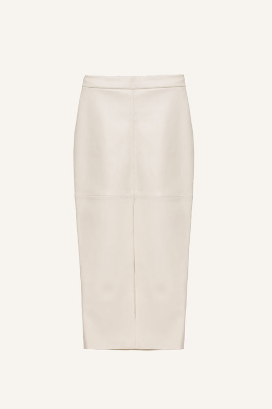FIT CUT MIDI SKIRT WITH FRONT CUT