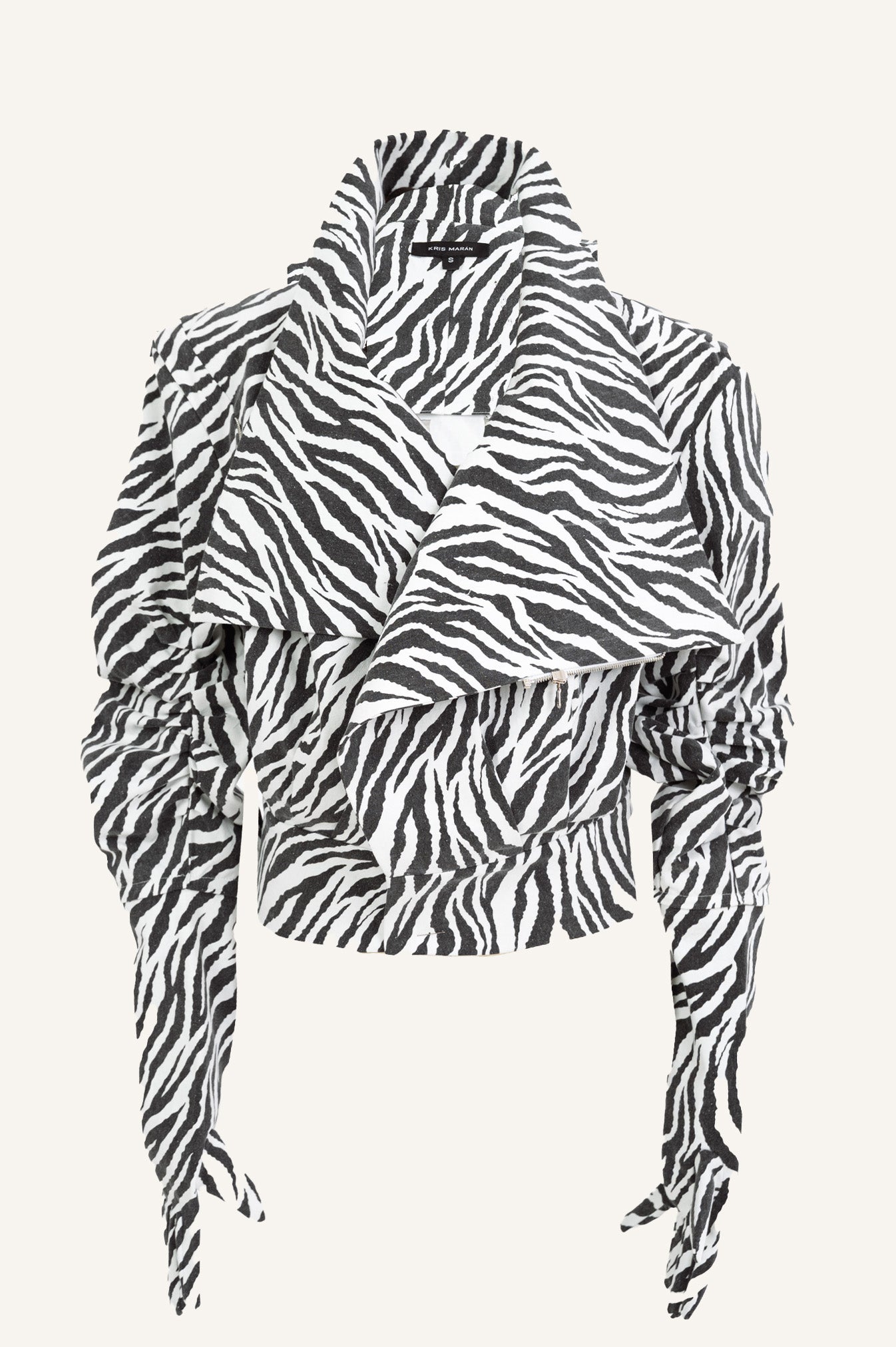 HIGH NECK ZEBRA BOMBER WITH GLOVES