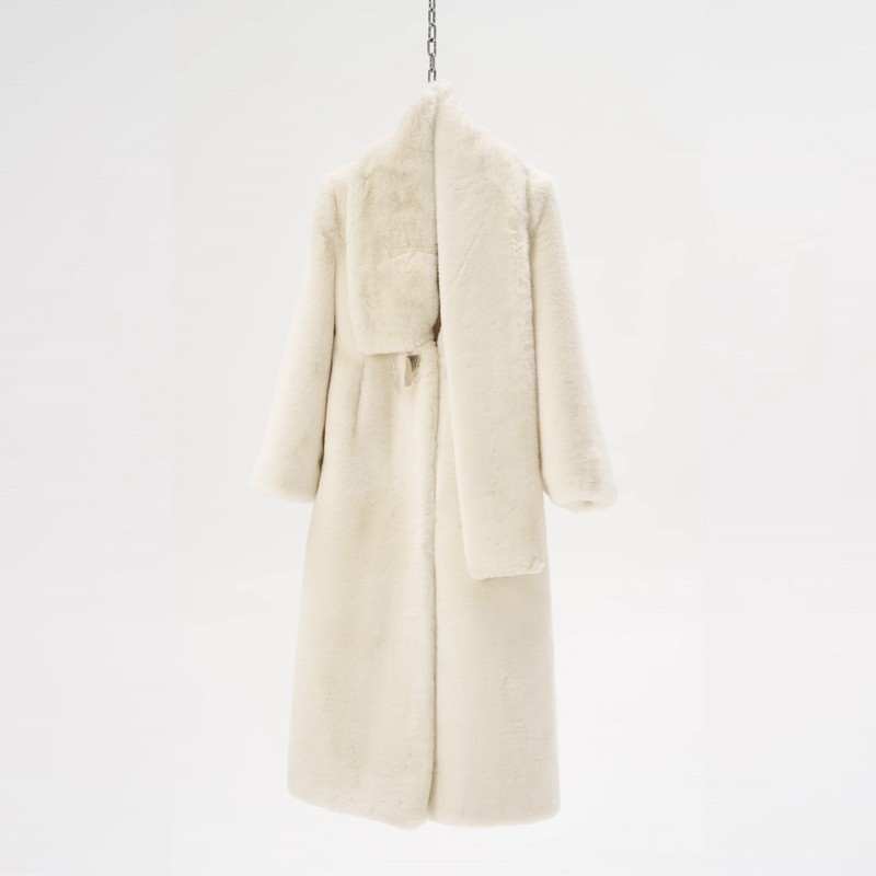 FUR MAXI COAT WITH SHAWL COLLAR