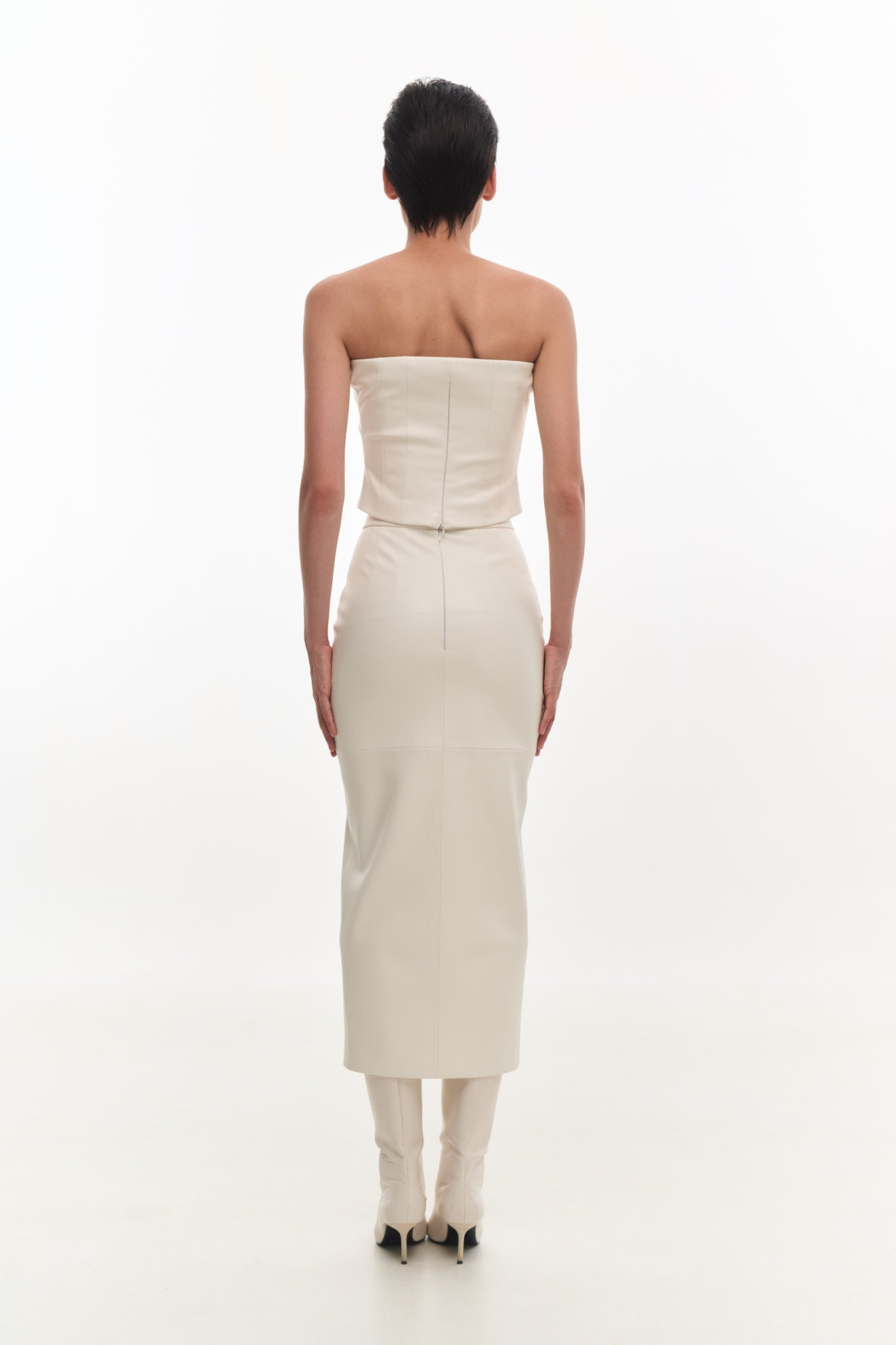 FIT CUT MIDI SKIRT WITH FRONT CUT