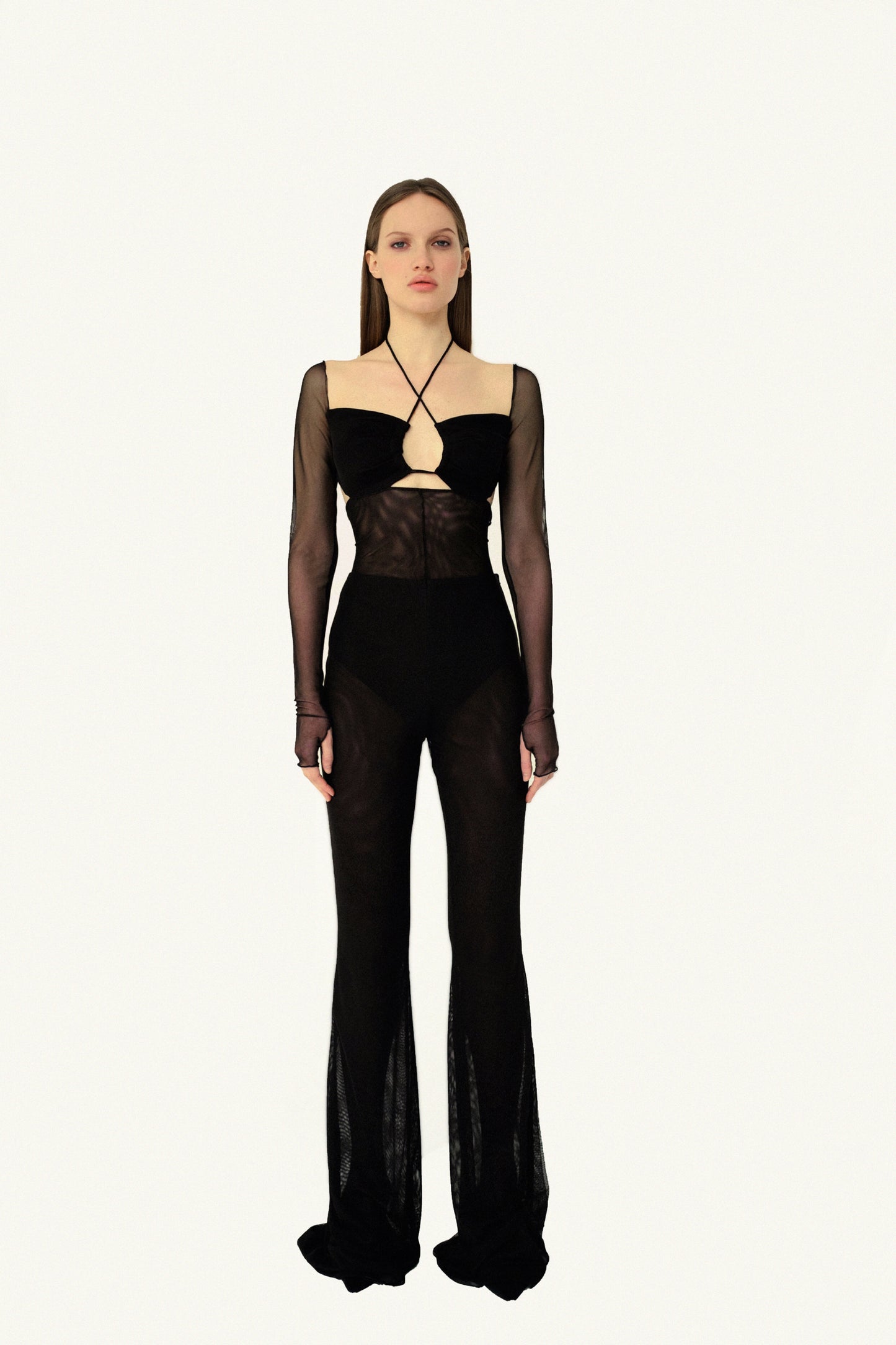 CUT OUT CATSUIT WITH TIES