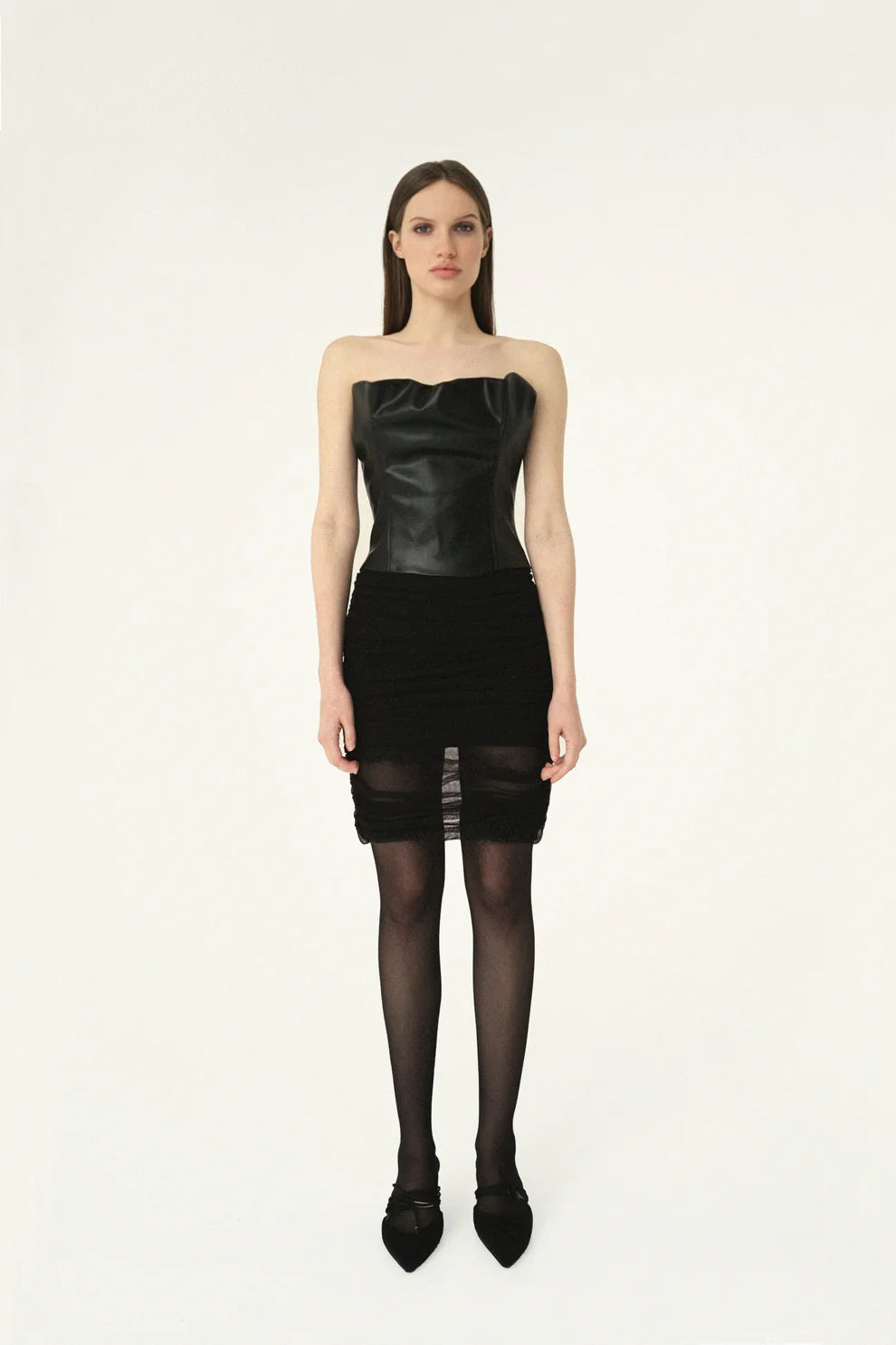 SHEER SKIRT WITH DRAPING