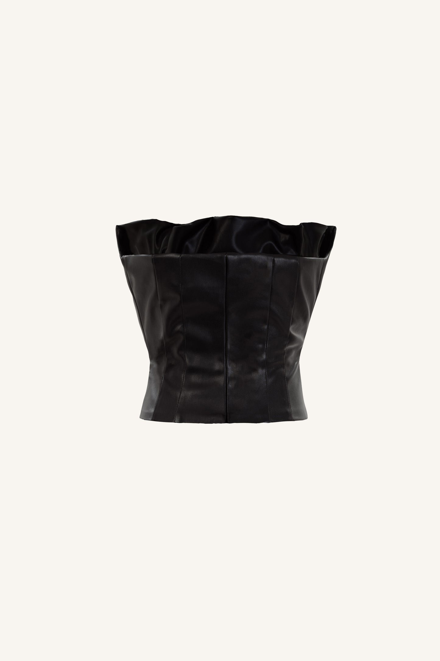VEGAN LEATHER DRAPED TOP