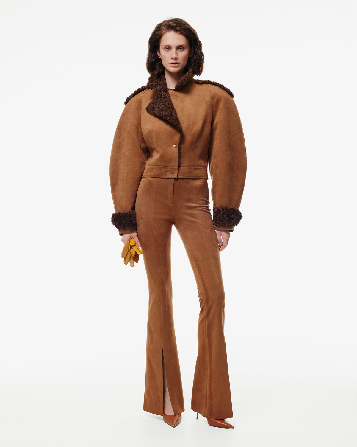 SUEDE JACKET WITH CURLY DETAILS