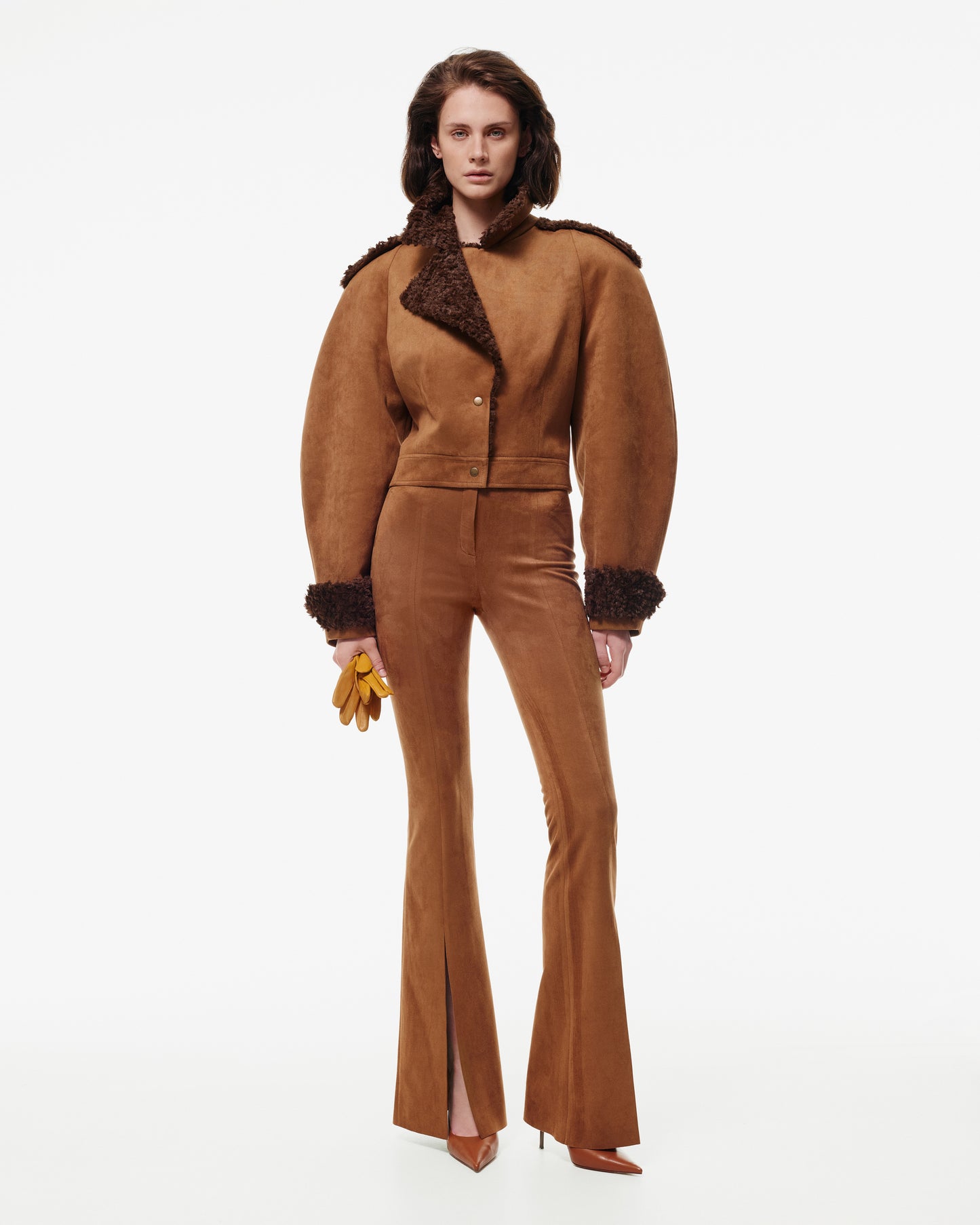 FLARED PANTS IN SUEDE