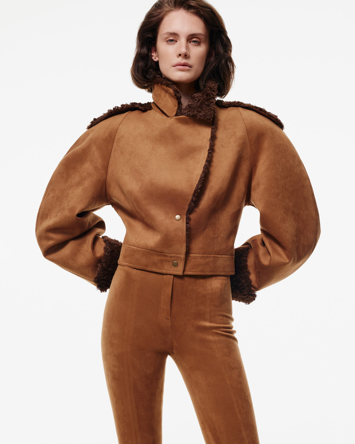 SUEDE JACKET WITH CURLY DETAILS