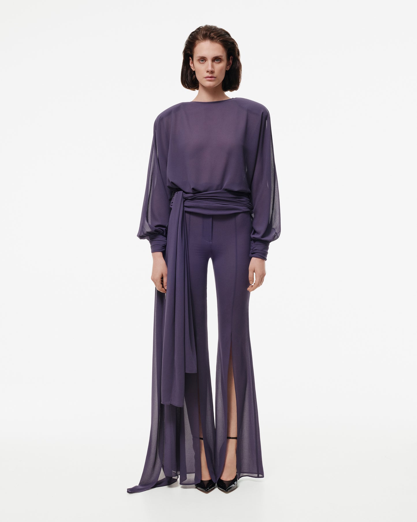 BLOUSE WITH TIES AND BACK COLLAR