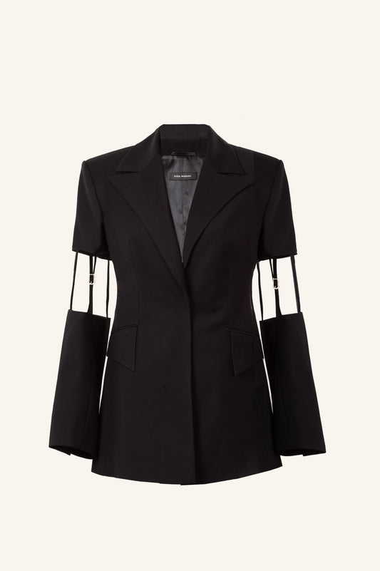 FIT CUT BLAZER WITH SUSPENDER-LIKE DETAILS