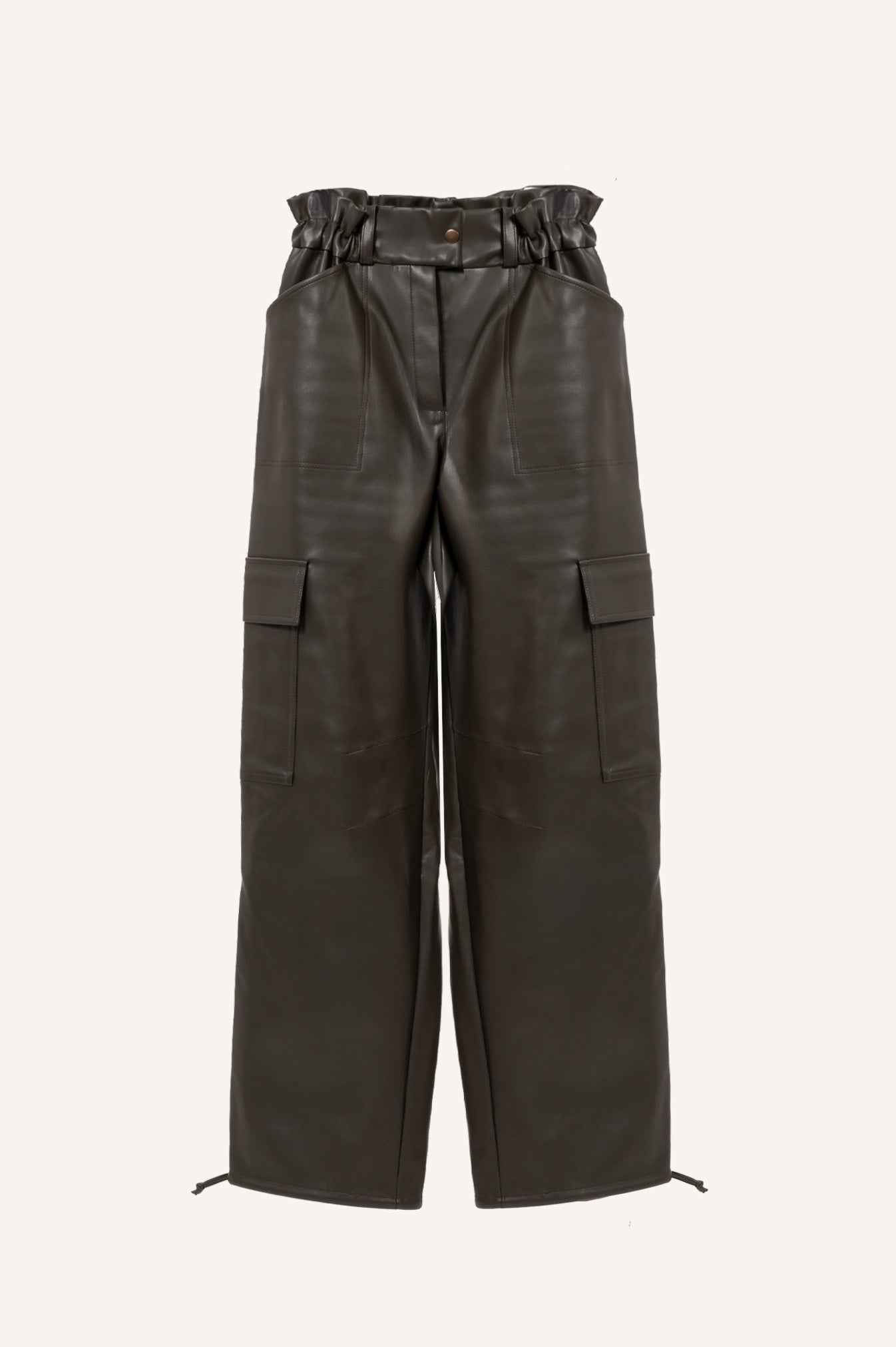 LEATHER CARGO PANTS WITH SOLDIERLIKE POCKETS