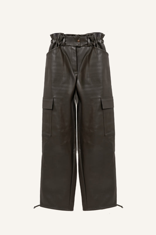 LEATHER CARGO PANTS WITH SOLDIERLIKE POCKETS