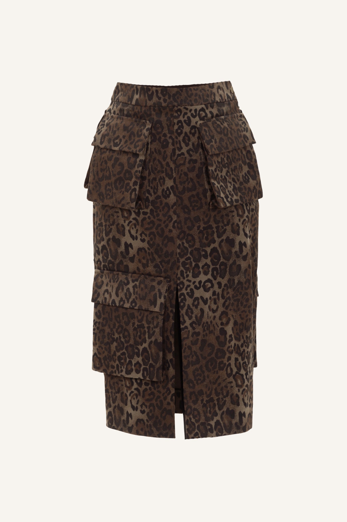 LEOPARD PRINT SKIRT WITH CARGO POCKETS