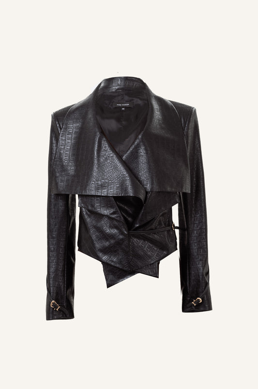 DOUBLE JACKET IN CROCO EMBOSSED LEATHER