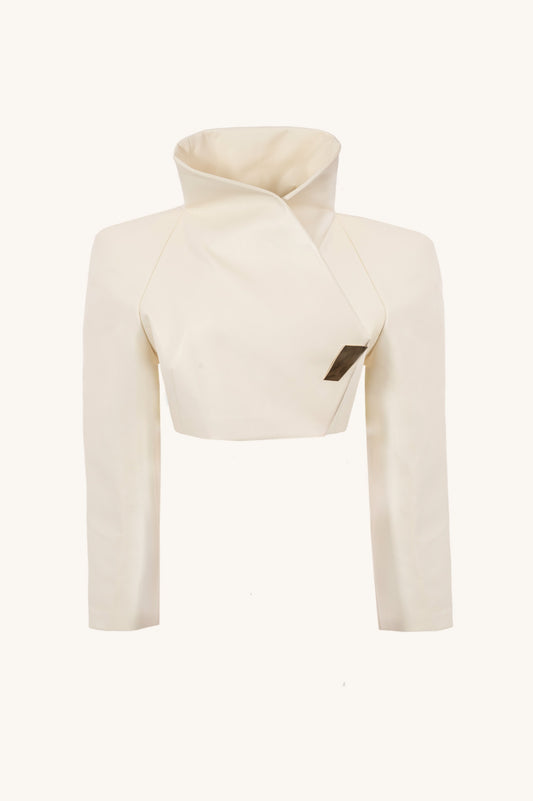 CROOPED LEATHER JACKET
