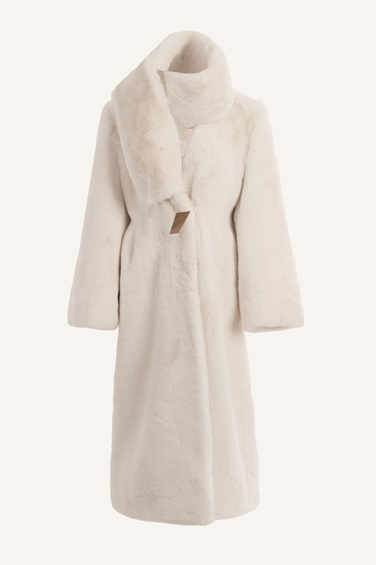 FUR MAXI COAT WITH SHAWL COLLAR