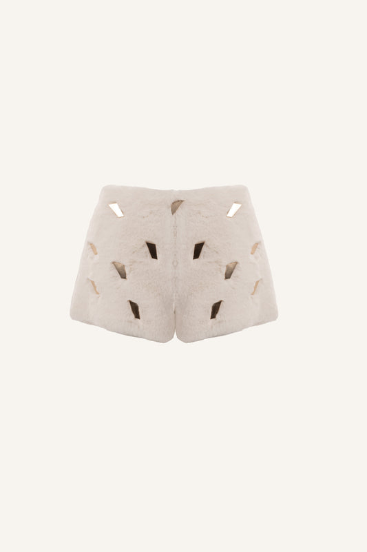 FUR SHORTS WITH SIGNATURE DETAILS