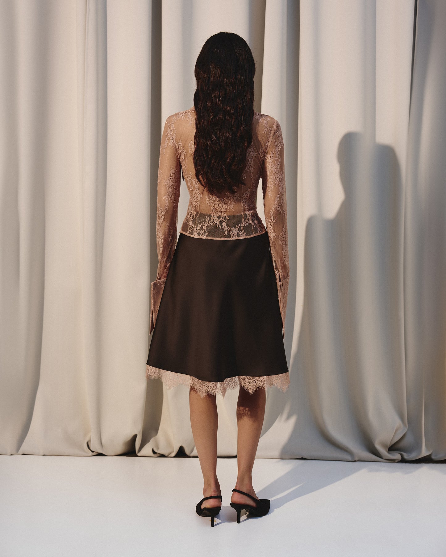 SILK SKIRT WITH LACE