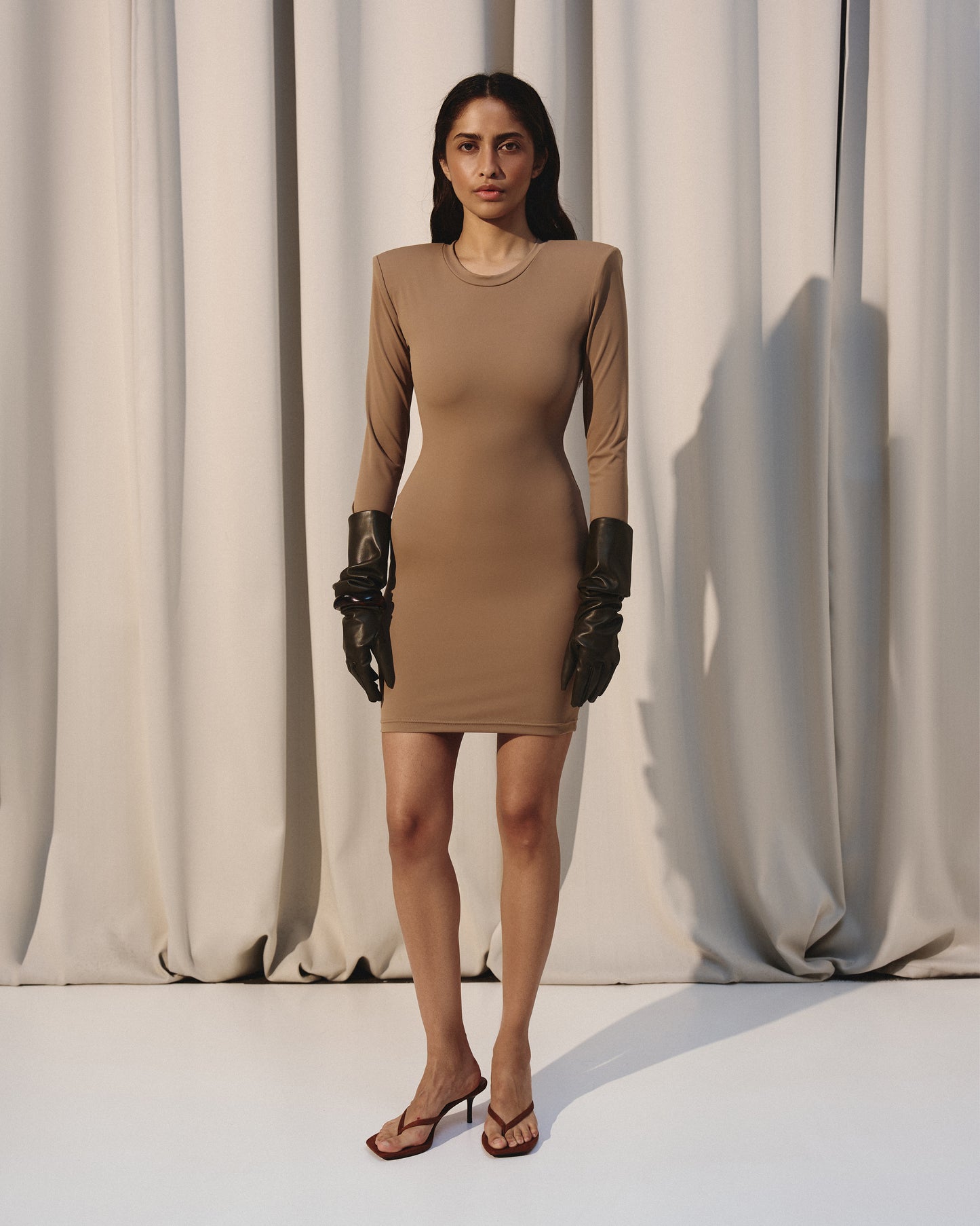 Second Skin Dress With Padded Shoulders