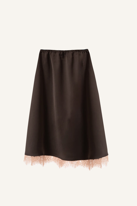 SILK SKIRT WITH LACE