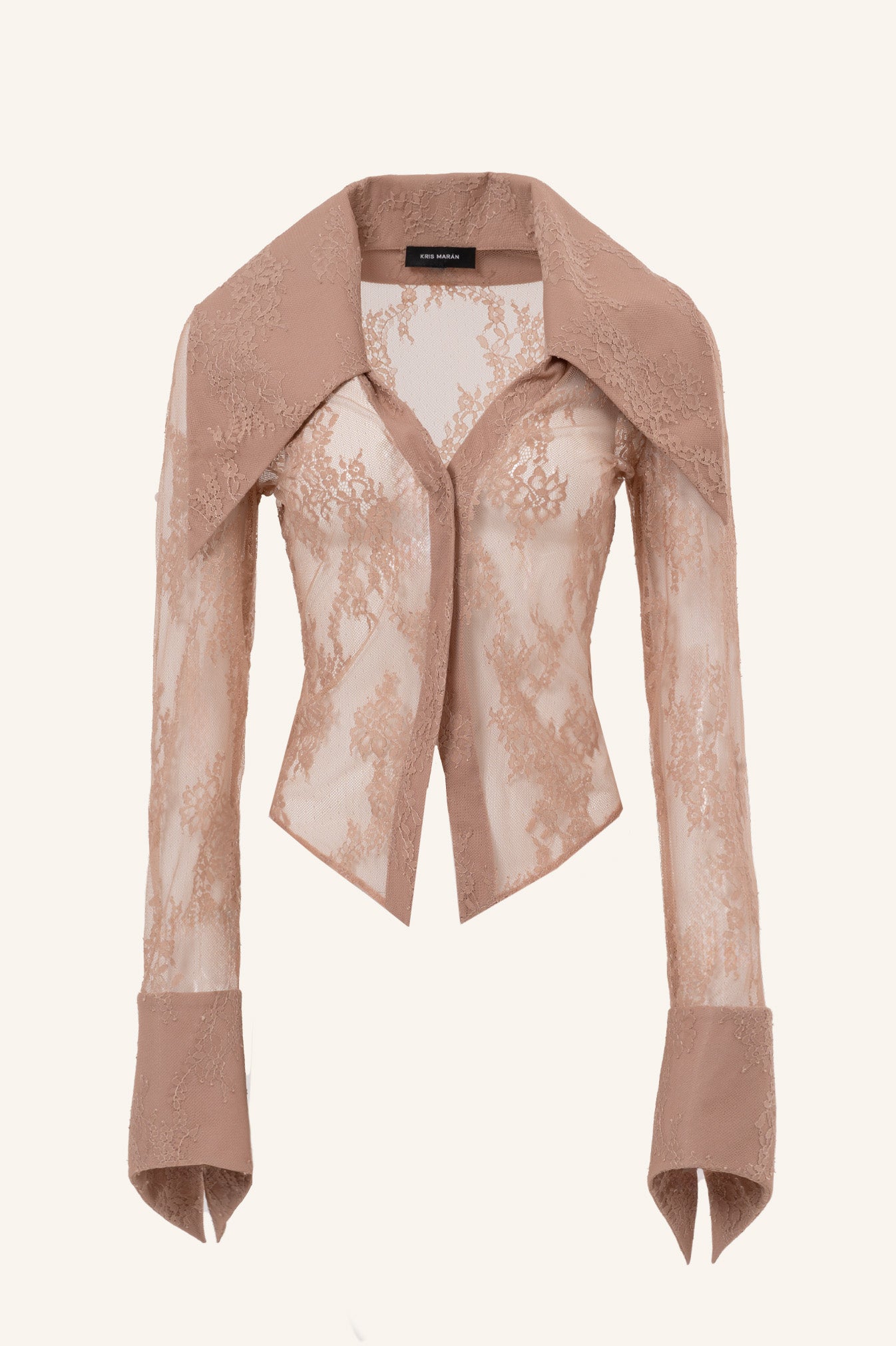 LACED SHIRT WITH OVERSIZED COLLAR