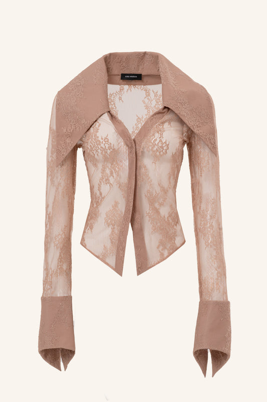 LACED SHIRT WITH OVERSIZED COLLAR