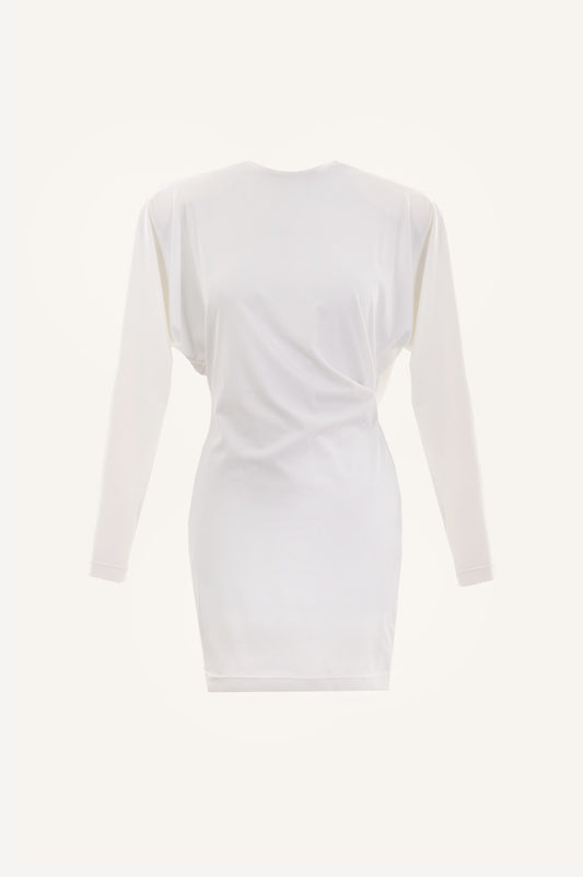DRAPED DRESS WITH BACK COLLAR