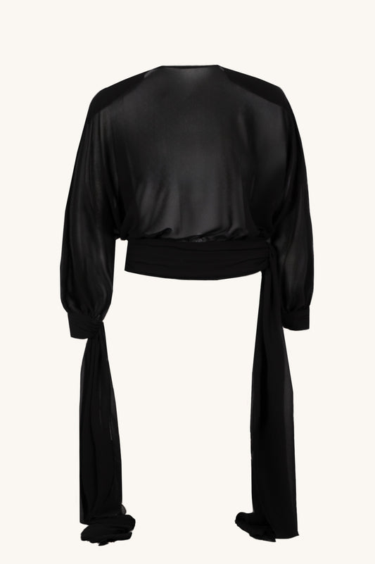 BLOUSE WITH TIES AND BACK COLLAR