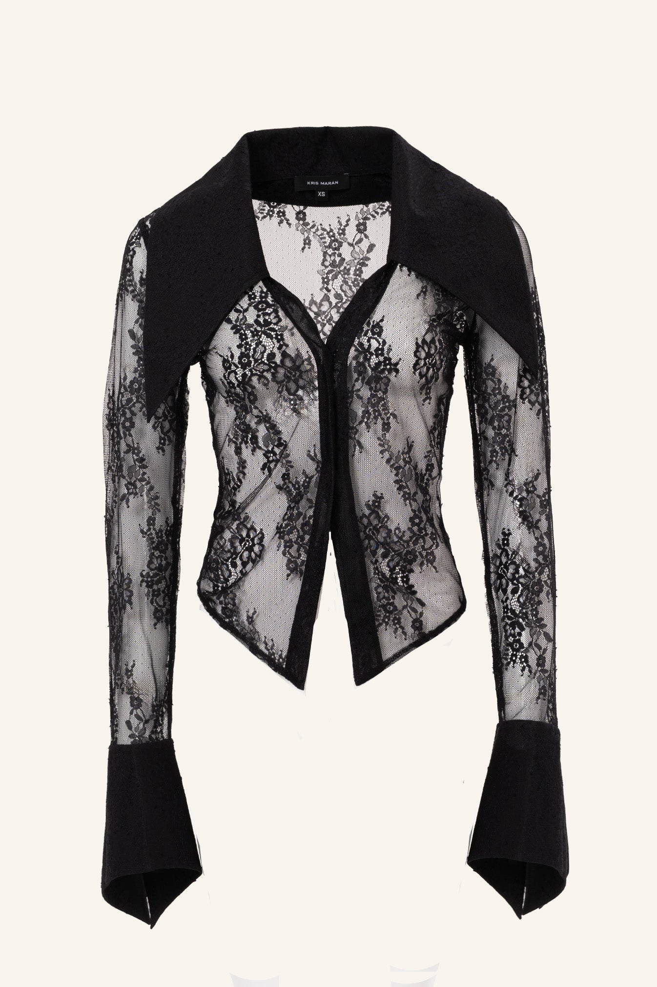 LACED SHIRT WITH OVERSIZED COLLAR