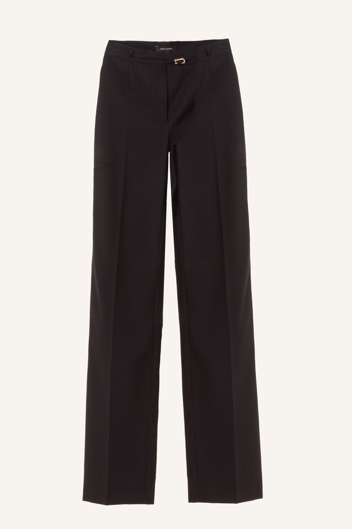 STRAIGHT CUT WOOL PANTS WITH BUCKLE