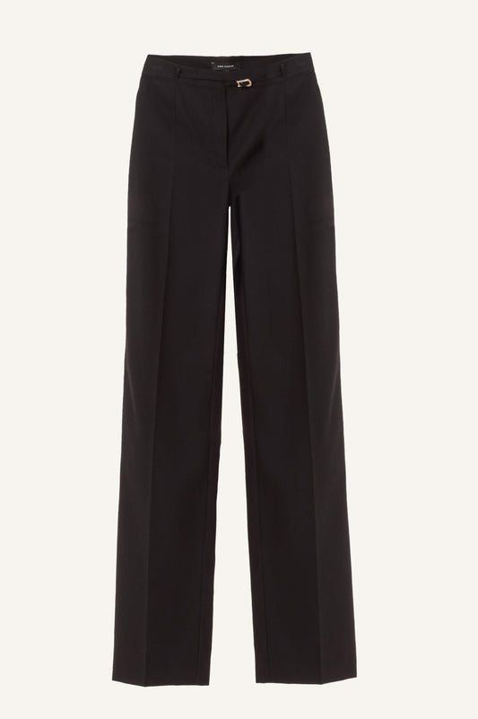 STRAIGHT CUT WOOL PANTS WITH BUCKLE