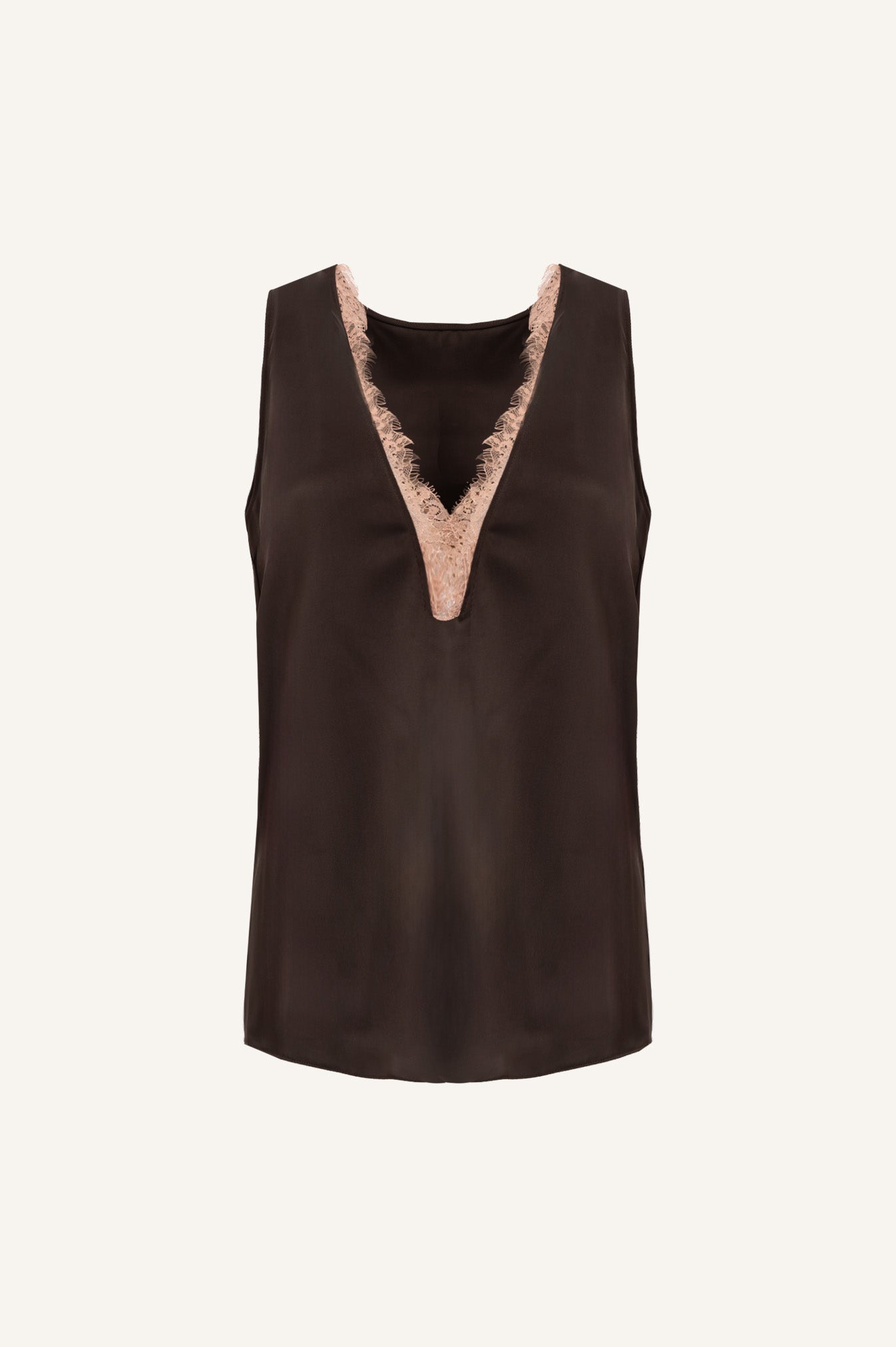 SILKY LOUNGE TOP WITH LACE