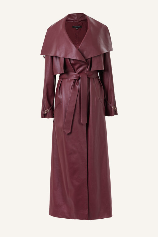 VEGAN LEATHER TRENCH WITH SIGNATURE BUCKLES