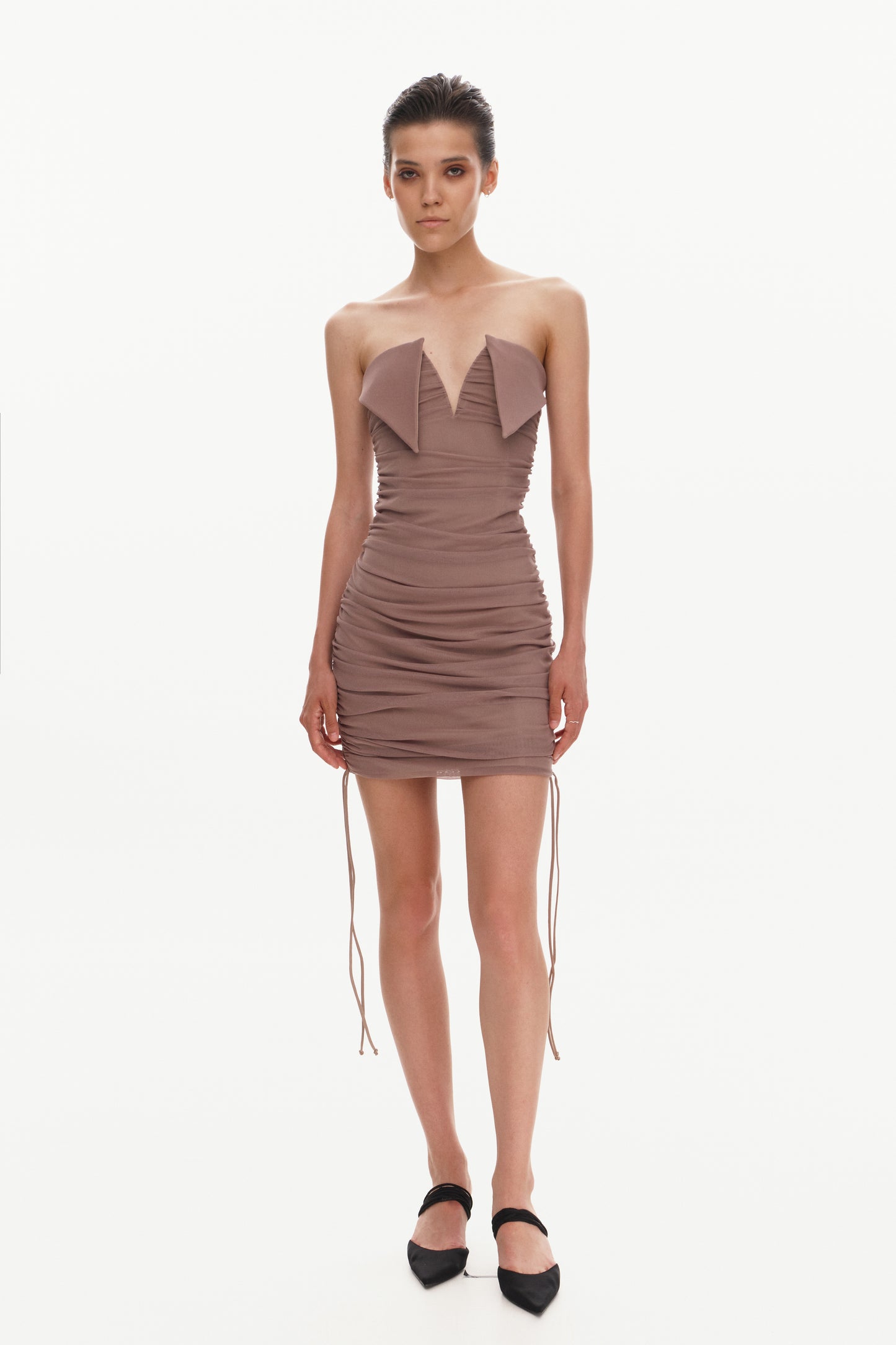 DRAPED DRESS WITH SIGNITURE ENVELOPES