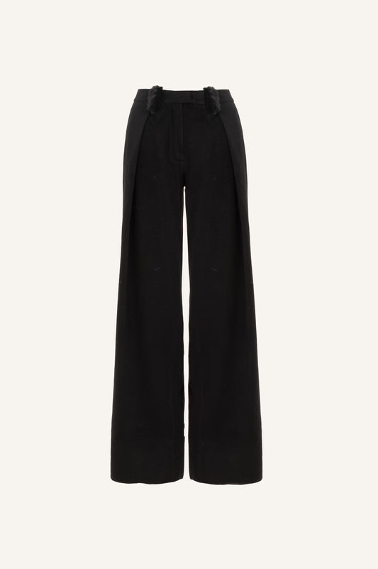 TROUSERS WITH FUR TABS