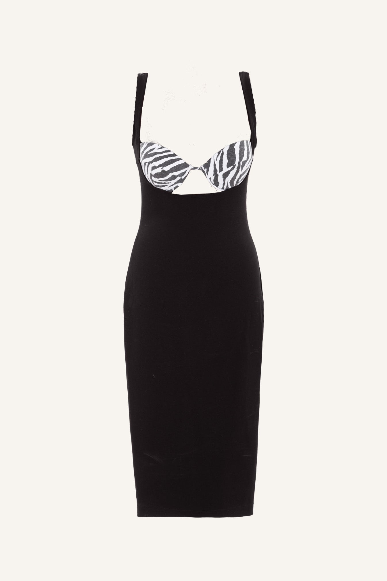 ZEBRA BUSTIER MIDI DRESS