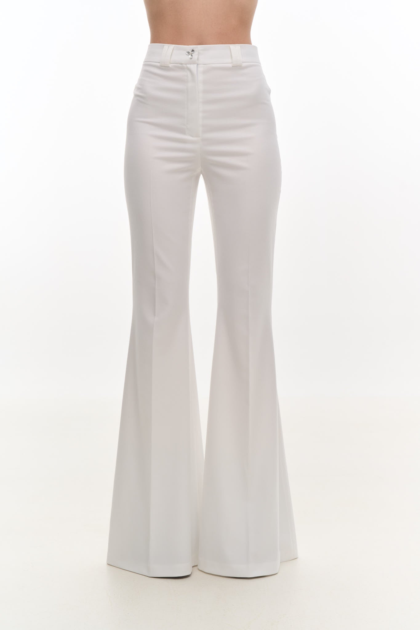 FLARE PANTS WITH CRYSTAL FASTENING