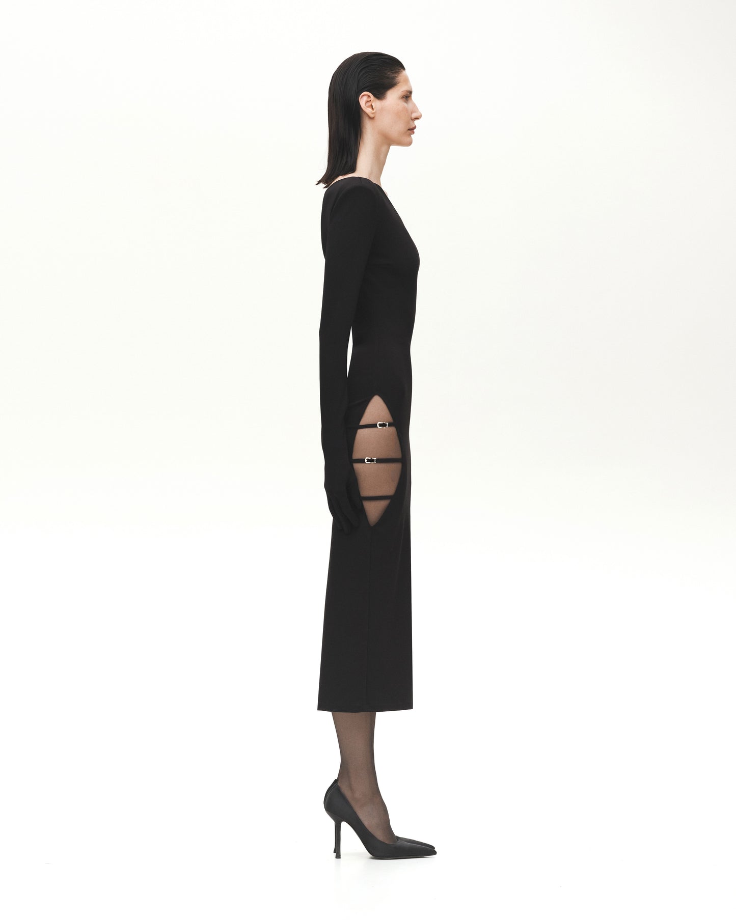 ONE GLOVE DRESS WITH CUTOUTS AND DETAILS