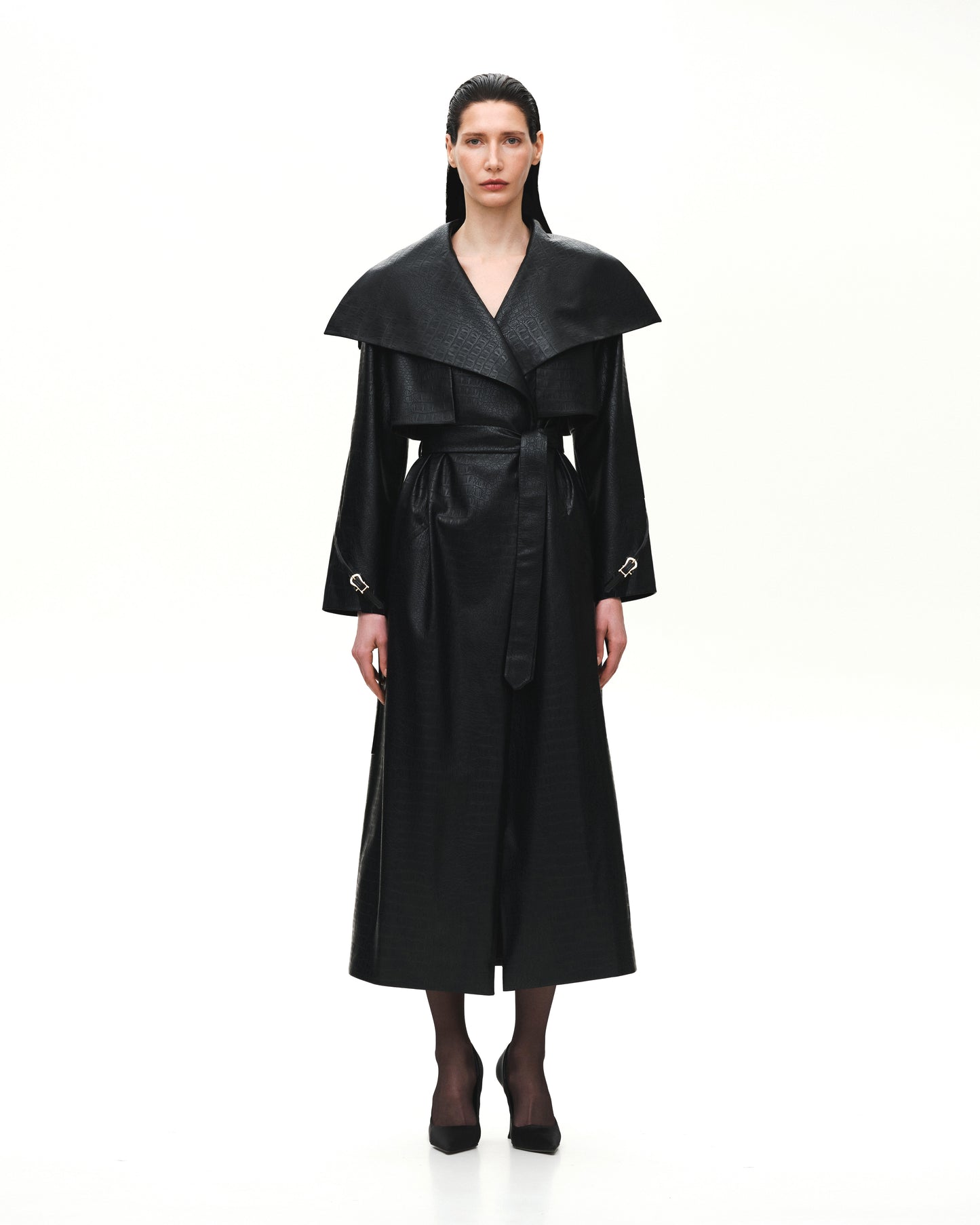 CROCO EMBOSSED BUCKLE TRENCH