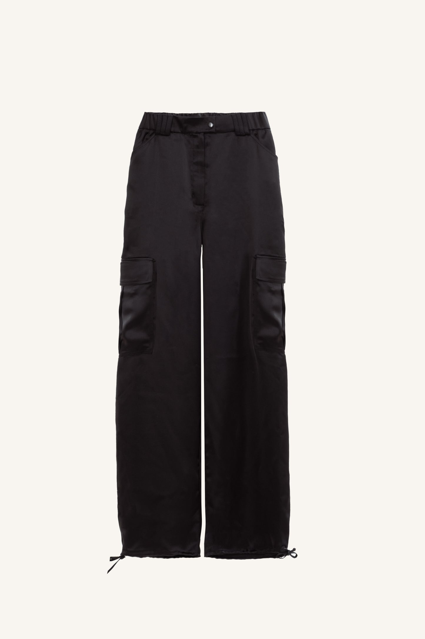 SILKY CARGO PANTS WITH SOLDIERLIKE POCKETS
